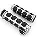 Produktbild Chrome Billet Aluminium Bar End Cap Schwarz Gummierte Soft-Gel-Hand Grips W/PALM REST passt Custom Motorcylce 7/20,3 cm Lenker (Paar)