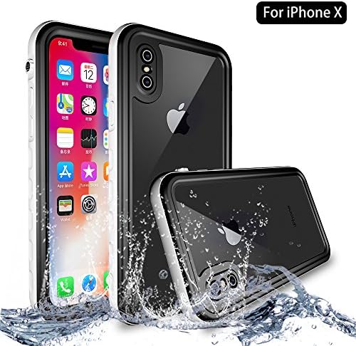 NewTsie iPhone X/XS Waterproof Shockproof case, Full-body Protective Snowproof Dirtproof with Built-in Screen Protector CaseCover for iPhone X/iPhone 10 / iPhone XS (T-White)