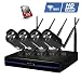 Produktbild Topgio 720P 4CH WiFi IP Kamera Set, Wlan IP Überwachungskamera Set für Innen / außen, Wireless IP Sicherheitskamera Installationssatz für Indoor / Outdoor, Drahtlose Funkkamera System mit Nachtsicht, Bewegungsmelder, NVR Recorder mit 1TB Festplatte, Wasserfesten, Bewegungssensor, Kabellos IP Kamera Kit für PC, Smartphone, Tablet Video Ansehen (Schwarz)