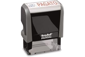Trodat Printy 4912 Timbro Autoinchiostrante Office con Testo Commerciale PAGATO, Colore Grigio, Misura Impronta 47x18 mm, Cartuccia inclusa, Inchiostro Bicolore Blu/Rosso, per Uffici Amministrativi