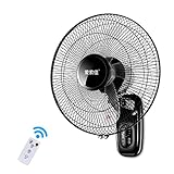 FDY 16 Pouces Ventilateur Mural, Réglage à 3 Vitesses Oscillant Ventilateur, avec télécommande et minuterie pour Restaurants, Bureaux, dortoirs, salles de Classe,Remote