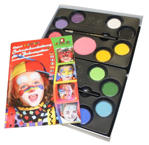 Eulenspiegel 212059 – Schminkset 5 Jahreszeiten, Schminkpalette, Pinsel, Schwämmchen und Anleitung, 16 Farben - 4