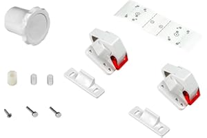 Emuca 8929420 Lot de 2 verrous+1 clef magnétique de sécurité bébé/enfant pour placard/tiroir/porte