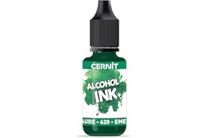 CERNIT CE2000020620C - Un flacon d' encre d'alcool Vert émeraude - Dessins, DIY, créativité, Couleur - Flacon 20 ml - Alcohol Ink pour adulte - Embout de précision pour appliquer facilement