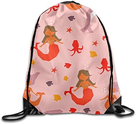 Yesliy Geometrical Mermaids Shape Pattern Unisex Drawstring Backpack Travel Sports Bag Drawstring Beam Port Backpack.