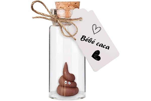Bébé caca dans une fiole, animal de compagnie mignon, fausse crotte, cadeau adorable et charmant, farce ou cabinet curiosités décalées