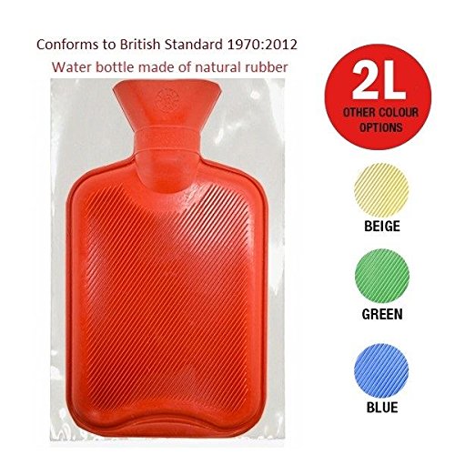Preisvergleich Produktbild 2 Liter Wärmflasche aus Naturkautschuk doppelt geripptem Hitze Therapeutische Schmerzlinderung Hilfe Hundebett Handwärmer Winter BSI-geprüft
