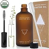100 % CERTIFICADO ECOLÓGICO PURO: el aceite de ricino Earth To You está certificado por USDA y OneCert Internacional como 100 % ecológico. Hemos elegido la plantación más respetuosa con el medio ambiente y ética de la India, entre otras, almacenamos nuestros productos en pequeños lotes y los envasamos a mano en nuestras instalaciones en Londres. Viene en una hermosa botella de vidrio ámbar esmerilado de 100 ml, junto con un envase para el cepillo de las pestañas vacío y una pipeta reutilizable