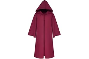 LATH.PIN Umhang mit Kapuze Herren Mittelalter Kleidung Mantel Gotik Ritter Cape Lange Robe Halloween Kostüme Unisex Cosplay Hexe Vampir (Weinrot, XXL)