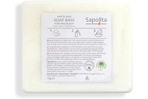 GENERISCH Base di sapone da 1 kg con burro di karitè per la produzione di sapone alla glicerina, sapone grezzo (senza SLS/SLES)