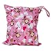 2-Zip Washable Baby Cloth Diaper Nappy Bag Monkey Heart Pink