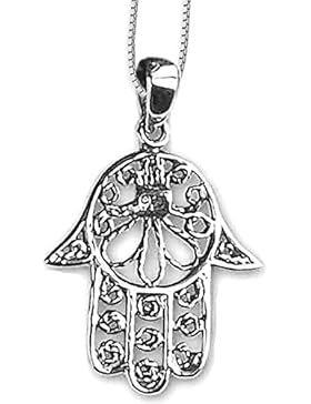 Anhänger Fatimas Hand Magischer 925er Silber Schmuck – Schutz vor Unglück – mit Kette Halskette Silberkette 597