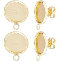 SUPERFINDINGS 24 Stück Schleifen-Ohrstecker – Gold & Platin, Aus Messing, Mit 1,2 Mm Loch, Ideal Für Schmuckherstellung