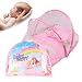 Jr.White Infant Travel Bed - Portable Folding Travel Crib Bed Canopy Mosquito Net Tent With Pillow (Pink)