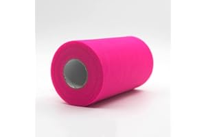 CAIIBTNTGB 91m x 15cm ! Tissu de bobine de rouleau de tulle pour les décorations d'artisanat Tutu Mariages Costumes Jupes Fêtes Cadeau Bow baby shower, Beaucoup de couleurs disponibles. (Rose Rose)