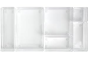 ALPOONS® - Schubladen Organizer (6er B transparent) mit Antirutsch Pads für einen extra stabilen Halt. Organizer Schublade für eine klare Übersicht. Organizer Schminke sorgt für Ordnung im Chaos.