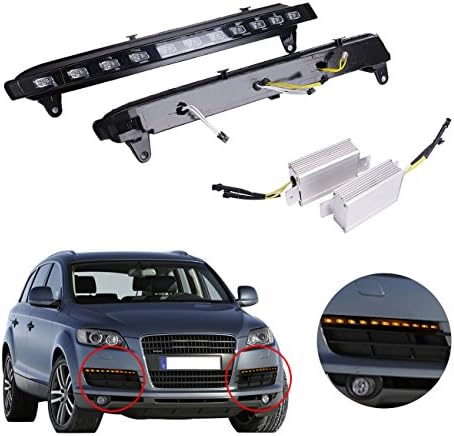 1 Pair Daytime Running Lights Led White DRL Turn Signal Lamp Yellow for Q7