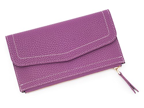 Monedero moderno de señora con bolsillo para monedas, piel ecológica, (lila)