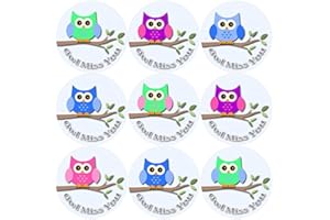 STICKER STOCKER 144 Owl Miss You - End of Term Year School Leavers Teacher Reward Stickers Size 30 mm