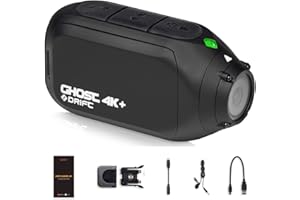 DRIFT INNOVATION Drift Ghost 4K+ Action Cam - 4K WIFI Telecamere per moto, EIS Controllo APP Microfono esterno, Viene fornito con accessori e microfono