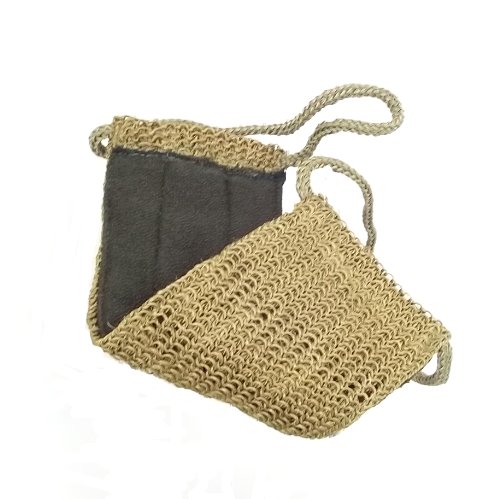 Green Sisal & Terry Cotton Back Scrubber Exfoliating Strap - Hand Knitted - Fair Trade