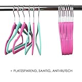 HOMFA Kinder 40er Kleiderbügel 30cm Samtkleiderbügel für Kinder und Baby mit Samt überzogen Draht Haken drehbar Antirutsch (40er rosa) - 6