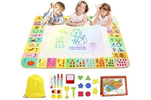 EISARO Alfombra de dibujo de agua, 120 x 90 cm, gran alfombra Aqua Eau Doodle con 4 bolígrafos de agua 7 Modelo 1 libro de magia de agua juegos para niños para colorear