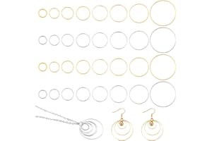 PH PandaHall 160pz Cornici per Orecchini Anelli per Ciondoli Oro Argento, 10/12/14/16/18/20/22/30mm Anelli di Collegamento di Gioielli Pendenti a Cerchio per Orecchini Collana Fai da Te