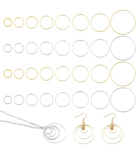 96 Ciondoli In Ottone Placcato Oro - 6 Forme, Per Creazione Gioielli, Foro 1.2-1.5mm - Foto 2