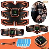[ABS para el entrenamiento del abdomen / brazo / pierna] Este entrenador de abdominales es adecuado para el entrenamiento de piernas, entrenamiento abdominal, entrenamiento de brazos, entrenamiento de cintura, entrenamiento de brazos y espalda. Este entrenador estimulará la piel corporal de baja frecuencia para tensar y fortalecer los músculos. El uso de este Entrenador de abdominales durante 20 minutos al día equivale a 2000 M de carrera, 60 minutos de abdominales y abdominales, 30 minutos de n