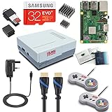 V-Kits Raspberry Pi 3 Model B+ (PLUS) Retro Arcade Gaming Kit with 2 Classic USB Gamepads (UK Power Edition)
