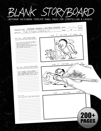 Blank Storyboard Notebook Sketchbook Template Panel Pages For Storytelling Layouts With 169 Story Board Frames On 85x11 Book 200 Pages For - 
