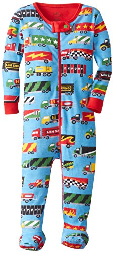 Hatley Baby Boys Infant Footed Coverall Big Rig Trucks Sleepsuit, Blue, 3-6 Months
