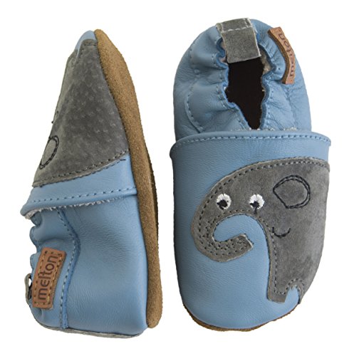 Melton Baby Jungen Krabbelschuh Elefant aus Weichem Leder