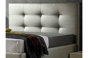 DECORQUALITY ED Cabecero Cama tapizado Polipiel Mod. Texas Todas Las Medidas y Colores (Plata, 135 * 70)