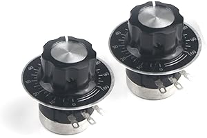 Switian 2Pack RV24YN20S B203 20K Ohm Potentiomètre à Cône Rotatif à Film de Carbone à Un Tour, Utilisé pour la Régulation de la Vitesse de L'inverseur, Compris Potentiomètre 2 Boutons A03+2 Cadrans