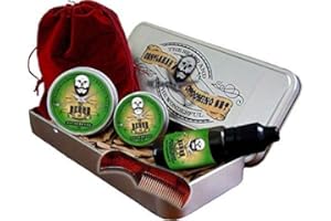 THE BEARD AND THE WONDERFUL Metal Tin Packed Beard Grooming Kit for Men - Set of 6 Pieces with Premium Care Essentials - Beard Wax, Beard Balm, Beard Oil, Beard Comb with Gift Bag - Eucalyptus Scent