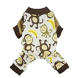 Fitwarm Soft Cotton Adorable Monkey Dog Pajamas Shirt Pet Clothes, Brown, Medium