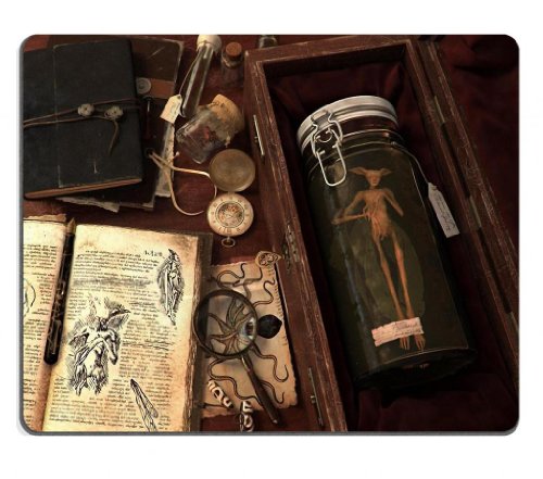 Books Artwork Jars Messy Desk Mouse Pads Customized Made to Order Support Ready 9 7/8 Inch (250mm) X 7 7/8 Inch (200mm) X 1/16 Inch (2mm) High Quality Eco Friendly Cloth with Neoprene Rubber MSD Mouse Pad Desktop Mousepad Laptop Mousepads Comfortable Computer Mouse Mat Cute Gaming Mouse pad