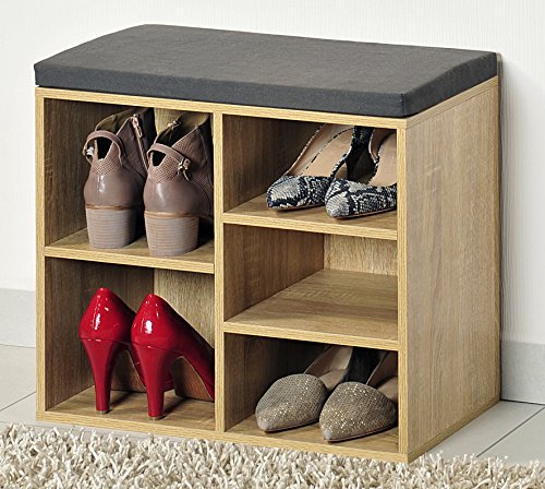 Kesper Schuhschrank mit Sitzkissen, Holzdekor, braun, 51.5 x 29.5 x 48 cm - 2