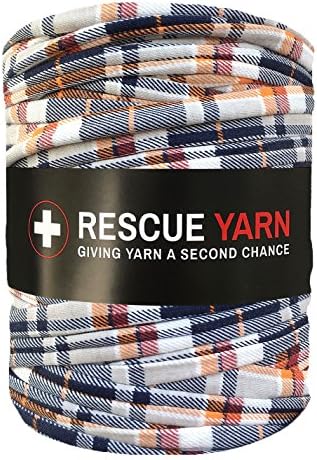 Orange blue and red tartan Rescue Yarn t-shirt yarn (large roll)