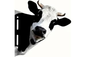 CCWORAN Gartenornamente aus Metall, Kuh, für den Außenbereich, ungewöhnliche Tiere, Zaundekoration, doppelseitig, Farbe, lebendige Skulpturen, Wandkunst, Dekoration, Ideen, lustiges Baumhof-Geschenk