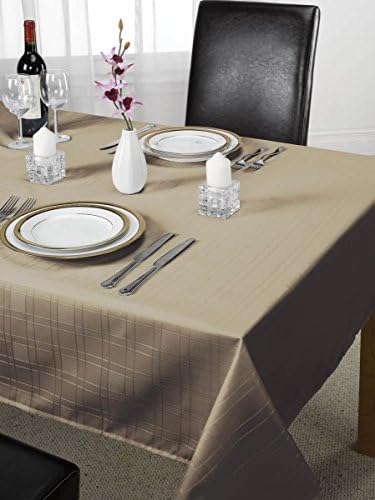 Luxury Jacquard Chequers Design Tablecloth Latte 60x84 " Inch