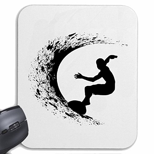 Mousepad (Mauspad) "WELLENREITEN SURFEN BEACH SURFBRETT LONGBOARD WELLENREITEN WELLEN ANFÄNGER SHOP" für ihren Laptop, Notebook oder Internet PC .. (mit Windows Linux usw.) in Weiß