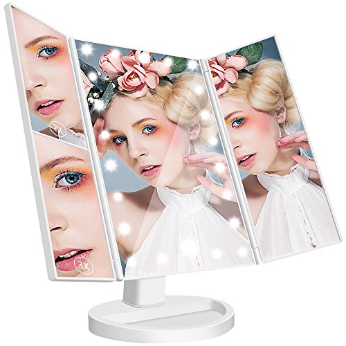 LED Kosmetikspiegel Tri-Falten Standspiegel Schminkspiegel mit Beleuchtung