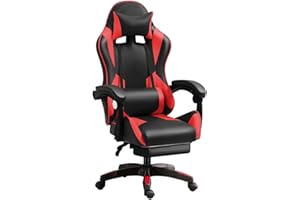 IZTOSS Sedia Gaming Ergonomica - Sedia da ufficio con schienale regolabile, con poggiapolsi, braccioli e supporto lombare. (C-nero+rosso)