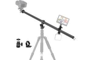 Koolehaoda Brazo de extensión de trípode 83 cm, brazo de extensión horizontal central, tubo 28 mm, base giratoria 360° para fotografía superior y macro, carga hasta