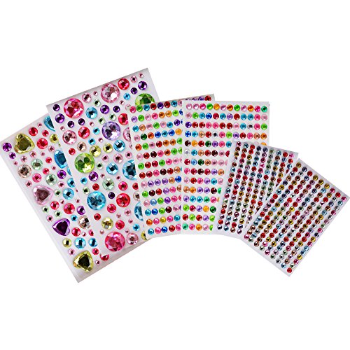 878 stück Strasssteine Selbstklebend Deko Glitzersteine zum aufkleben Strass Glitzer Schmucksteine Set Dekoration für DIY, Handwerk von Kinder, Skizzenbuch, Bilderrahmen usw.