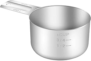 LESEOGYE Measuring Cup, 1 Cup (240ml/8oz) Stainless Steel Food Scoop for Pet, Rice, Precise Kitchen Gadgets for Cooking Baking, Cocktail Espresso Rice Liquid Measurement, Dishwasher Safe
