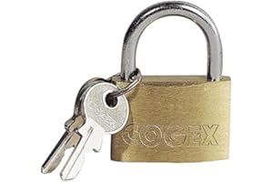 COGEX - Cadenas clé, cadenas - Cadenas en lation - 45mm - Sécurité renforcée - Antirouille & ultra résistant - Avec 2 clés - Idéal pour portail, casier, garage - Couleur : Doré